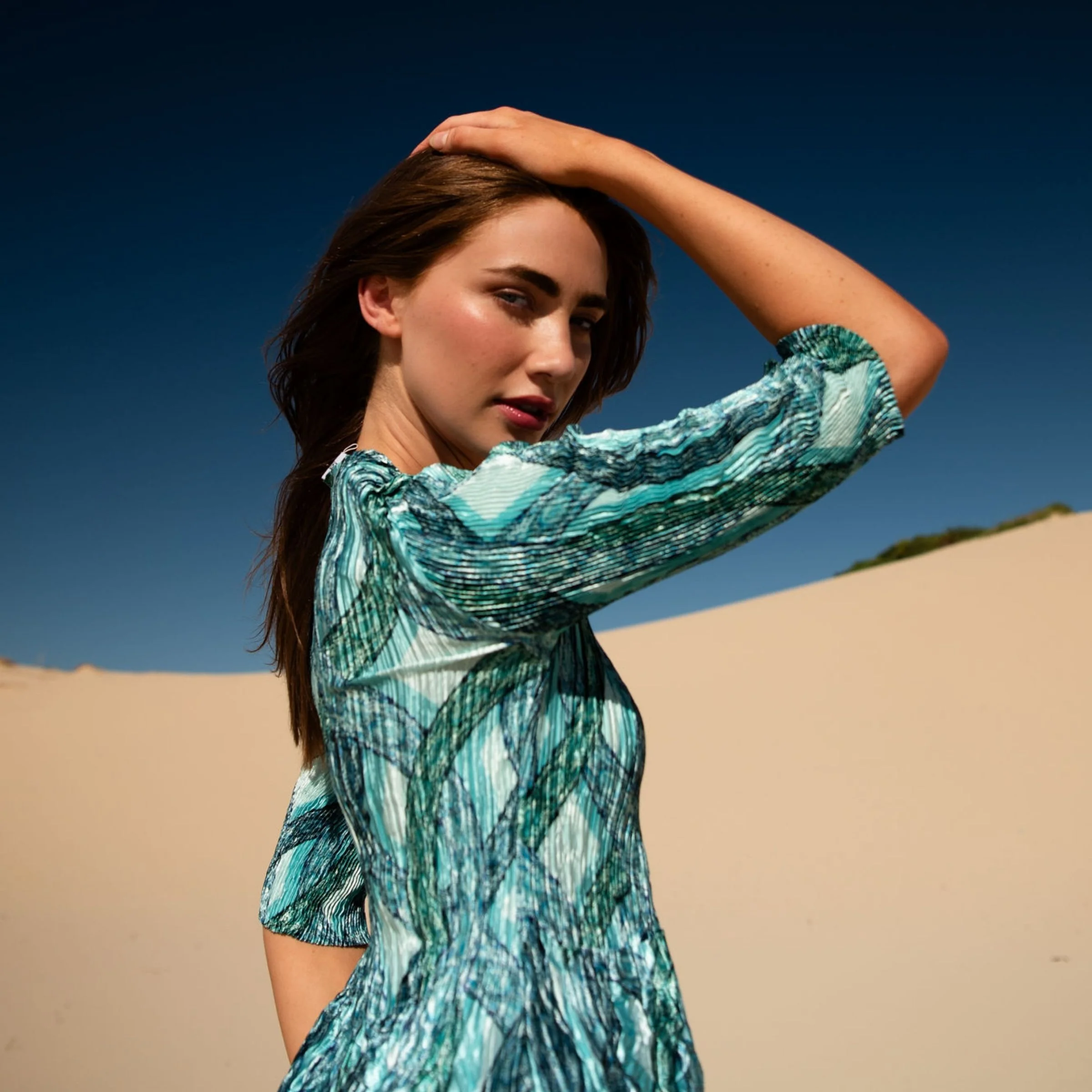 3/4 Sleeve Smash Pocket Dress - Glossy - Image 12