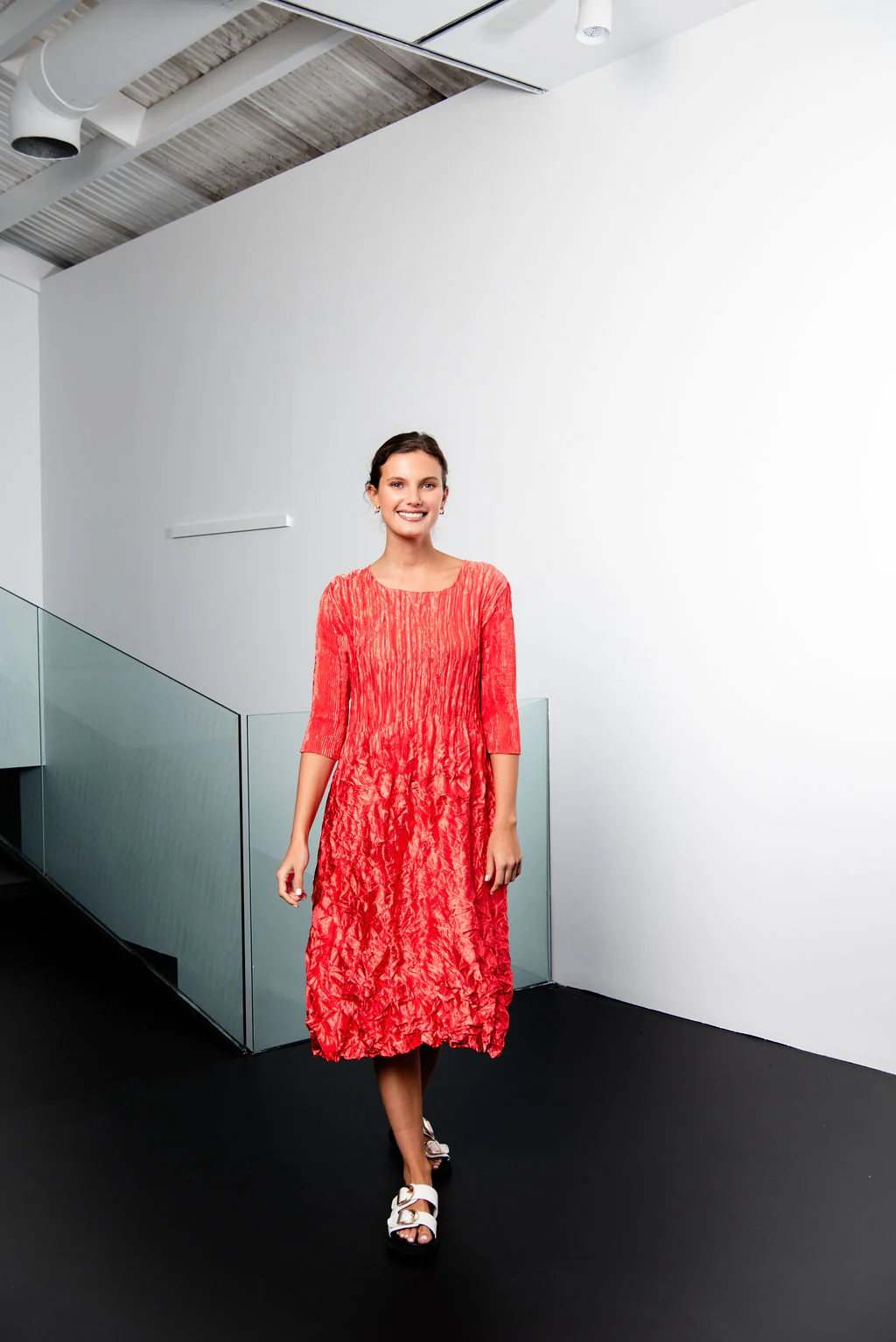 3/4 Sleeve Smash Pocket Dress - Glossy - Image 16