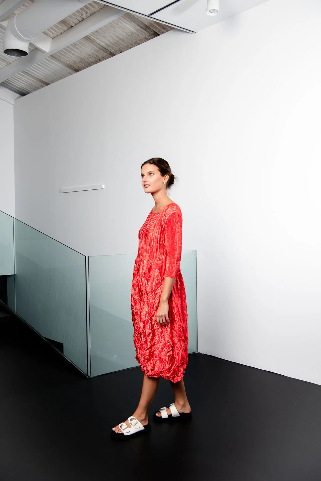 3/4 Sleeve Smash Pocket Dress - Glossy - Image 17