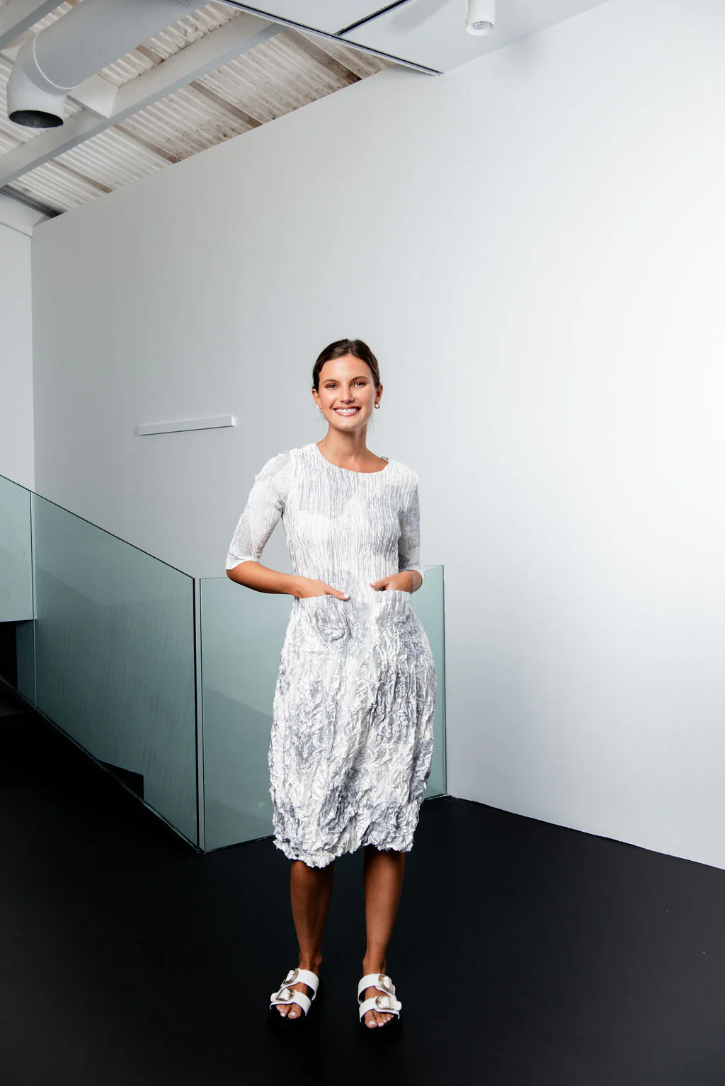 3/4 Sleeve Smash Pocket Dress - Glossy - Image 19