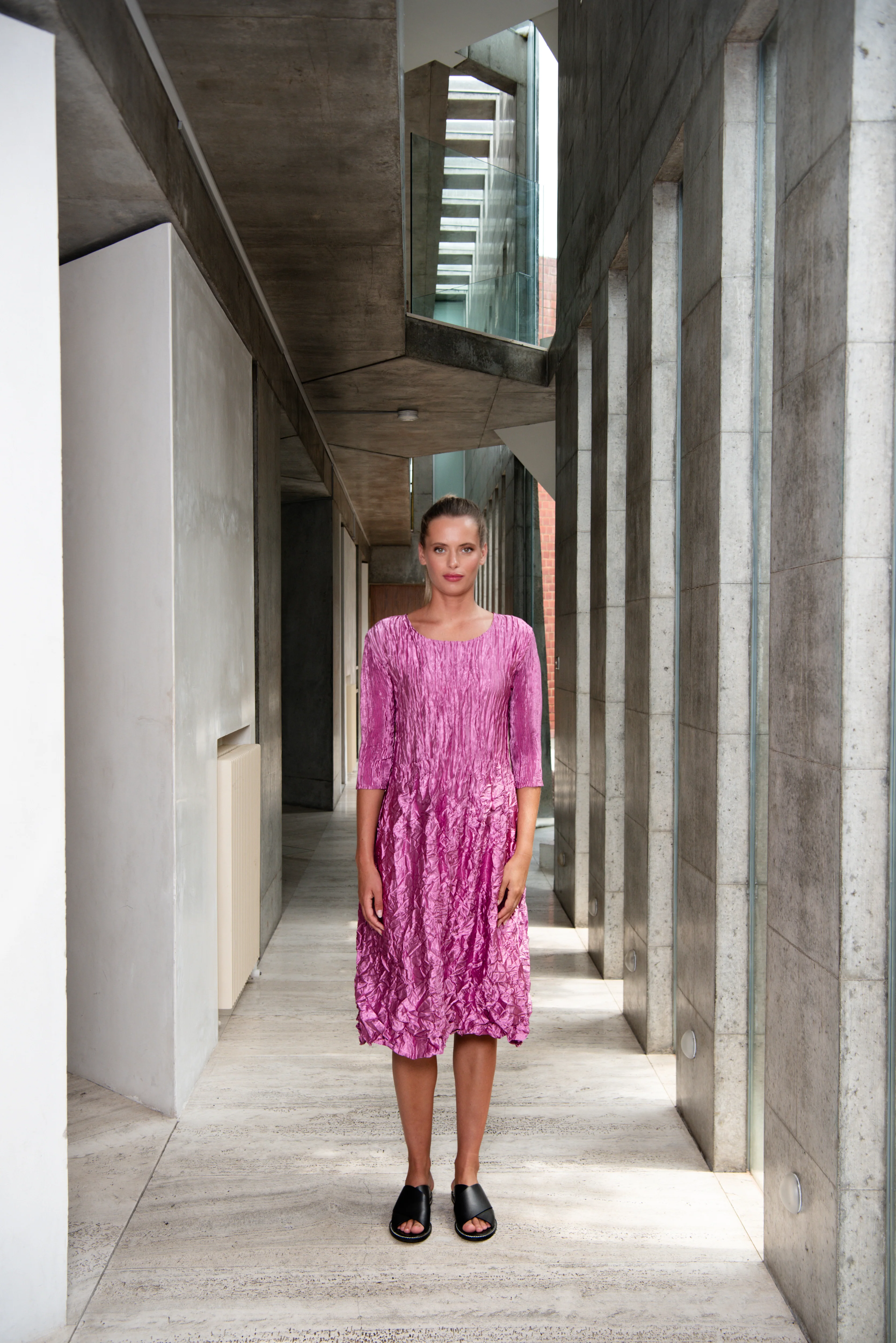 3/4 Sleeve Smash Pocket Dress - Glossy - Image 20